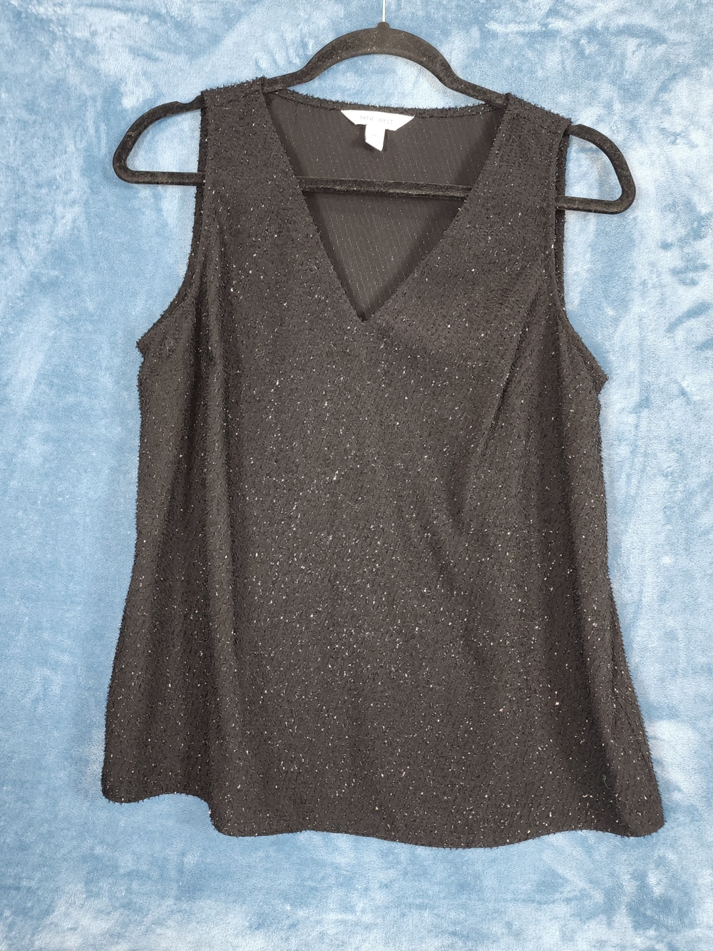 Nine West Black Sparkle V-Neck Sleeveless Tank